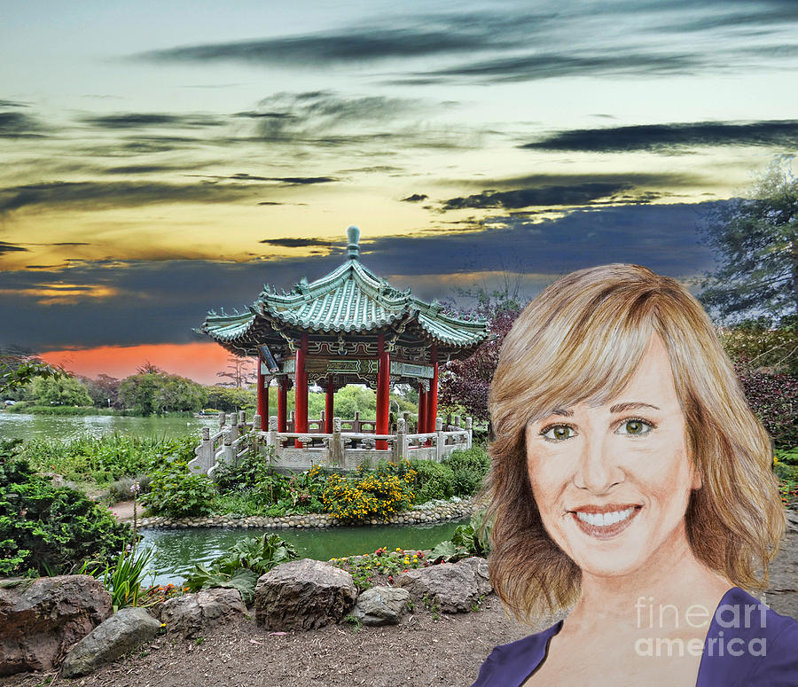 Portrait of Jamie Colby by the Pagoda in Golden Gate Park Mixed Media by Jim Fitzpatrick