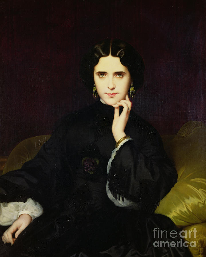 Portrait of Jeanne de Tourbay Painting by Eugene Emmanuel Amaury-Duval