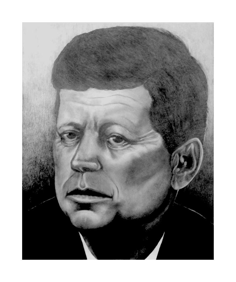 Portrait of John Fitzgerald Kennedy Drawing by Patricia Banks Fine