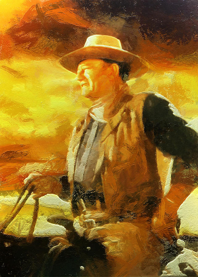 Portrait of John Wayne Digital Art by Charmaine Zoe