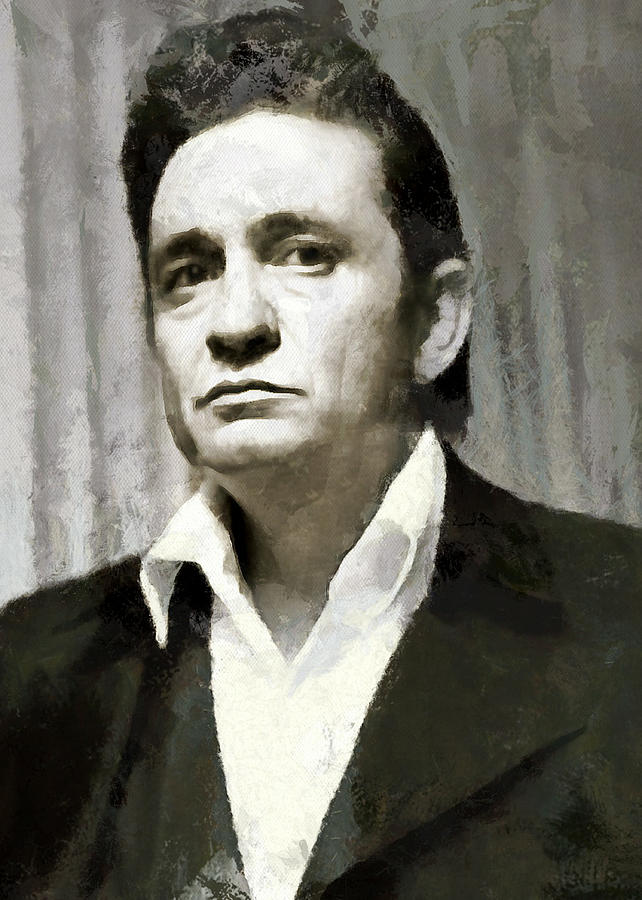 Portrait of Johnny Cash Digital Art by Charmaine Zoe