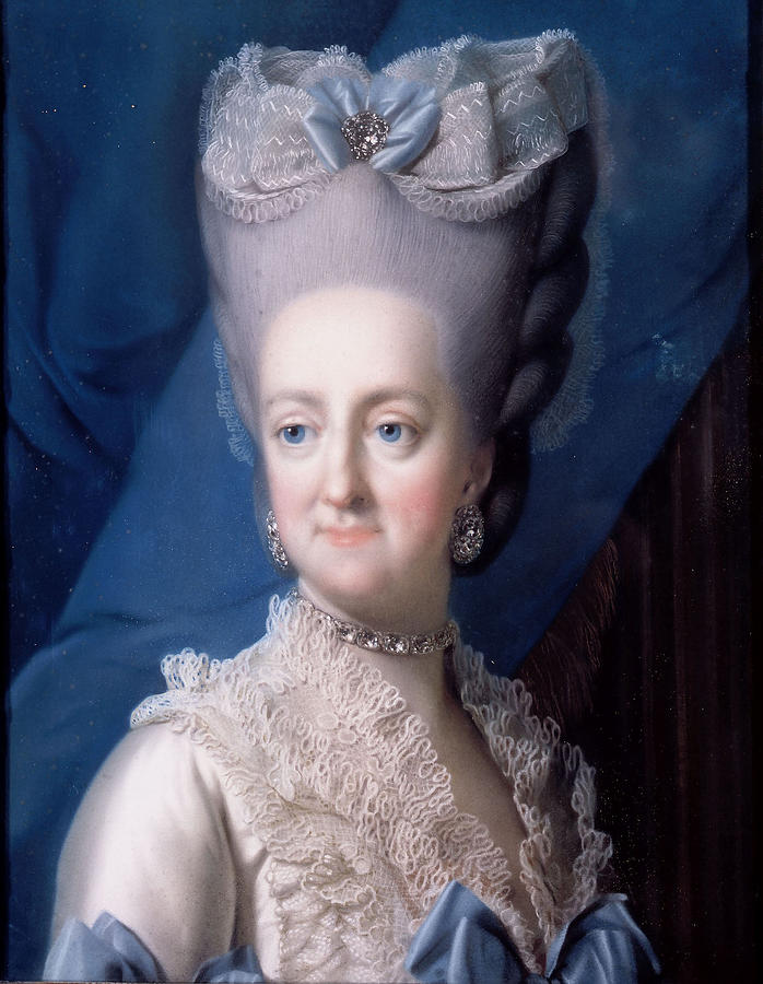 Portrait of Juliana Maria of Brunswick Queen of Denmark Painting by Vigilius Eriksen