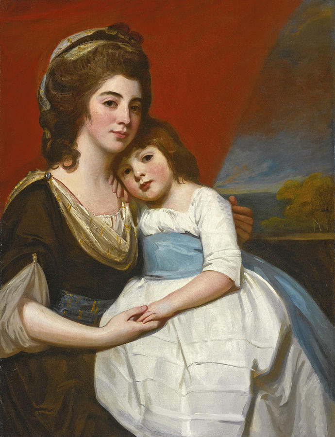 Portrait of Lady Georgiana Smyth and her Son Painting by George Romney