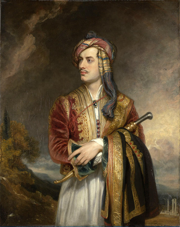 Portrait of Lord Byron in Arnaout Dress Painting by Thomas Phillips