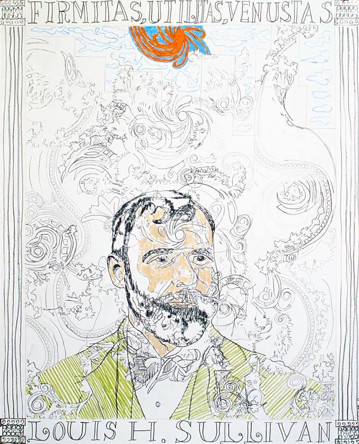Utilitas Drawing - Portrait of Louis Sullivan by William Douglas