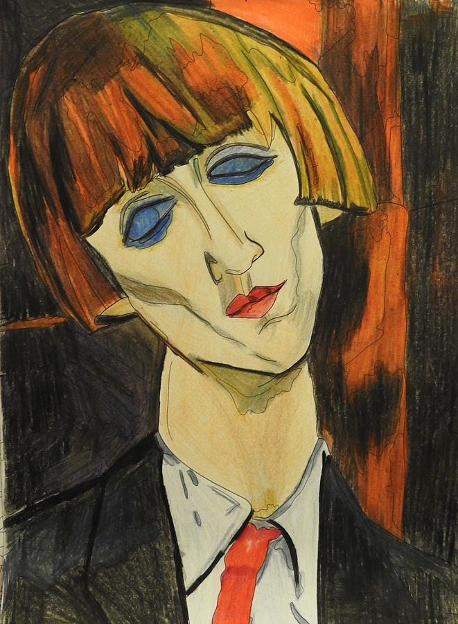 Portrait of Madame Kisling After Amadeo Modigliani Mixed Media by Betty-Anne McDonald
