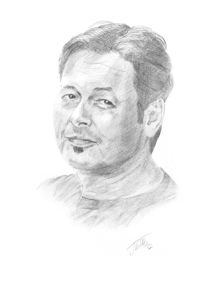 Portrait of Man Drawing by Masha Batkova