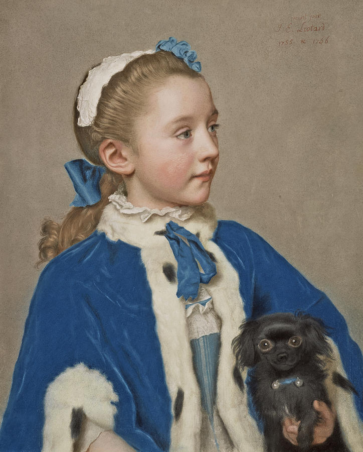 Pug Painting - Portrait of Maria Frederike van Reede-Athlone at Seven Years of Age by Jean-Etienne Liotard