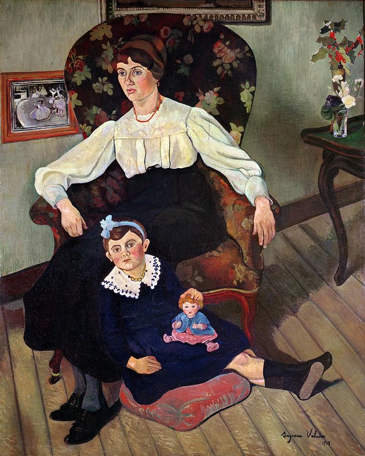 Portrait Painting - Portrait of Marie Coca and her Daughter by Marie Clementine Valadon