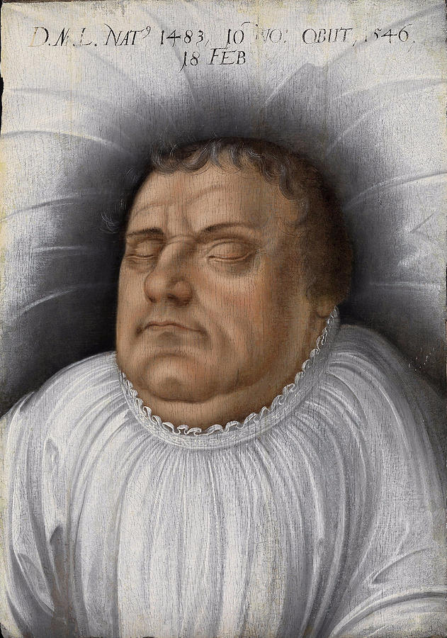 Portrait of Martin Luther on his Death-bed Painting by Follower of Lucas Cranach the Elder