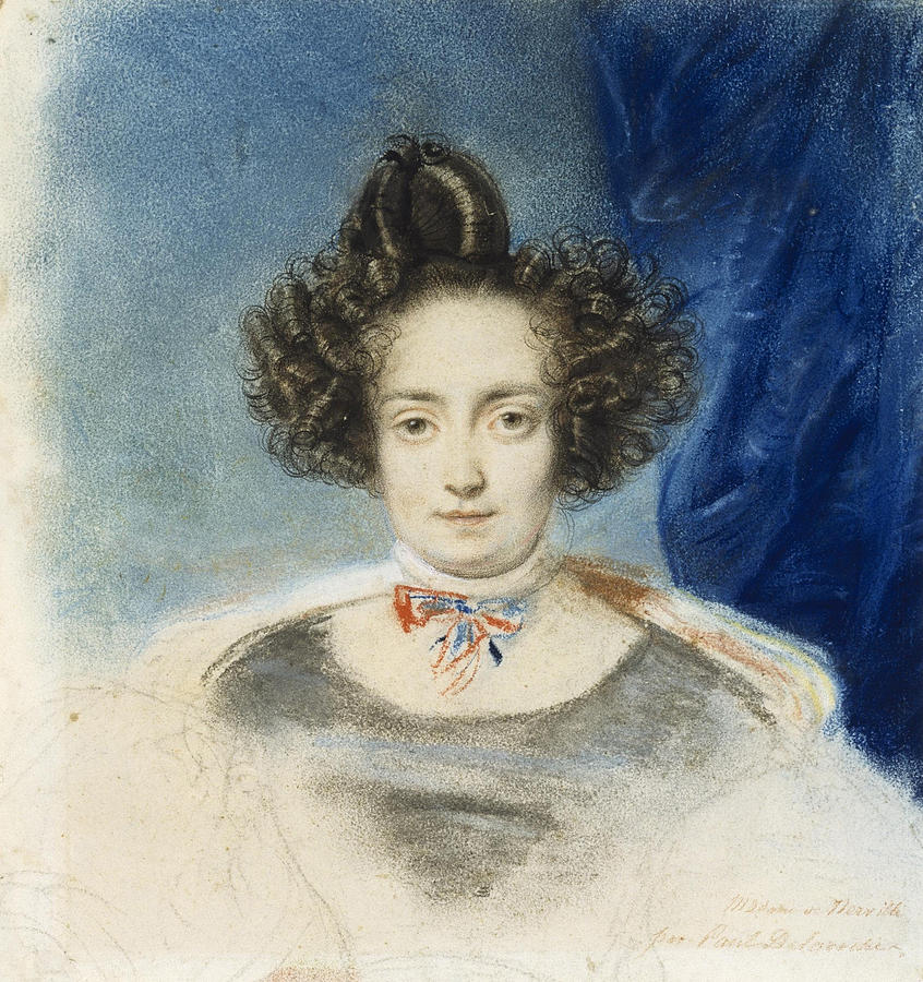 Portrait of Mme de Therville Drawing by Paul Delaroche