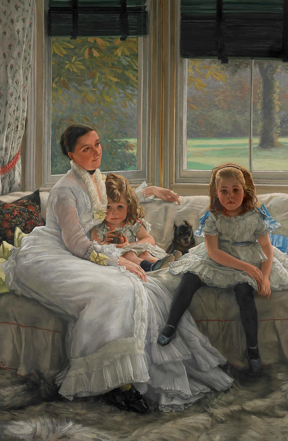 Portrait of Mrs Catherine Smith Gill and Two of her Children Painting by James Tissot