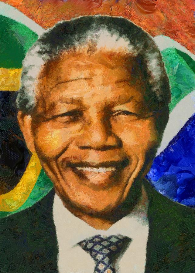 Portrait of Nelson Mandela Digital Art by Charmaine Zoe