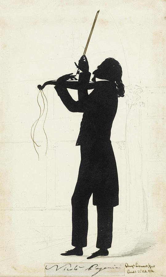 Portrait Of Nicholas Paganini Painting by Fidele Edouart