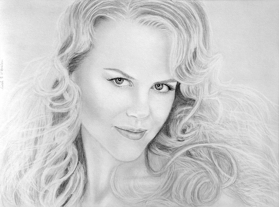 Portrait of Nicole Kidman Drawing by Nicole I Hamilton