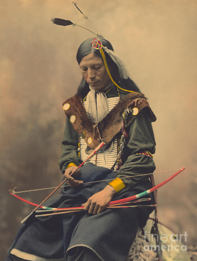 Portrait of Oglala Sioux Council Chief Bone Necklace Photograph by American School