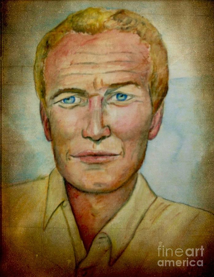 Portrait of Paul Newman 2 Painting by Joan-Violet Stretch