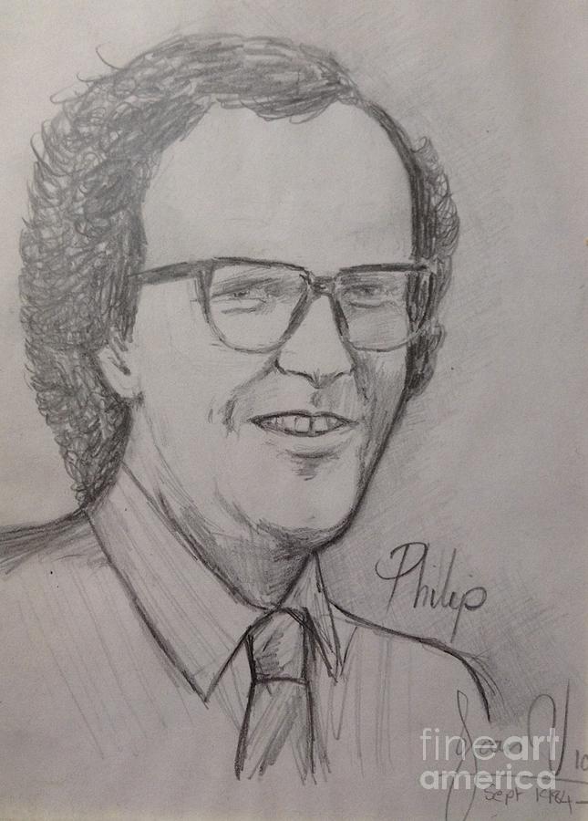 Portrait of Philip Berrill 2 Drawing by Joan-Violet Stretch