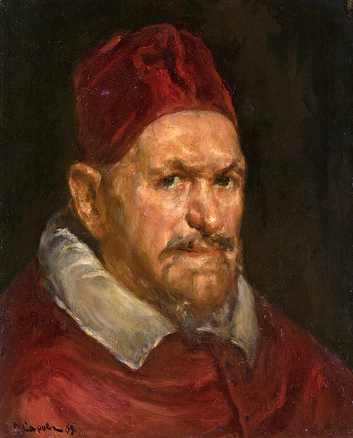 Portrait of Pope Innocent X after Velazquez Painting by Valentin Alexandrovich Serov