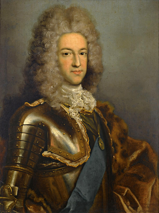 Portrait of Prince James Edward Stuart the old Pretender wearing the Garter Sash Painting by Antonio David