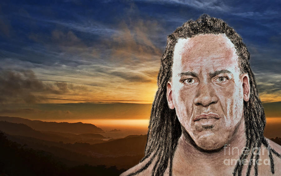 Portrait of Pro Wrestler and Former World Champion Booker T At The End Of A Day Digital Art by Jim Fitzpatrick