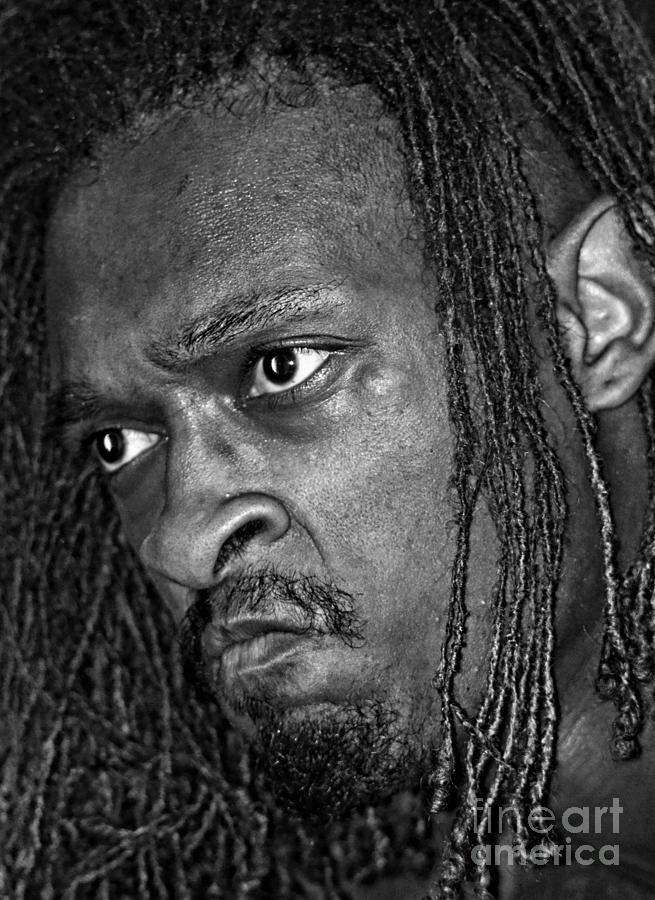 Portrait of Pro Wrestler and Winner of the 2017 Young Lions Cup Chris Bey black and white version Photograph by Jim Fitzpatrick