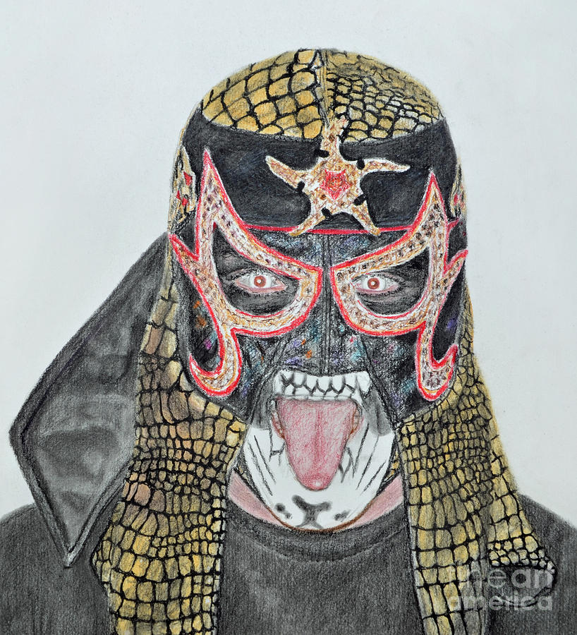 Portrait Of Pro Wrestler Pentagon Jr  Drawing by Jim Fitzpatrick