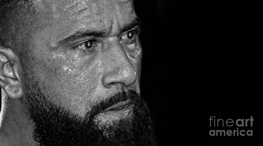 Portrait of Pro Wrestler Will Cuevas black and white version II Photograph by Jim Fitzpatrick