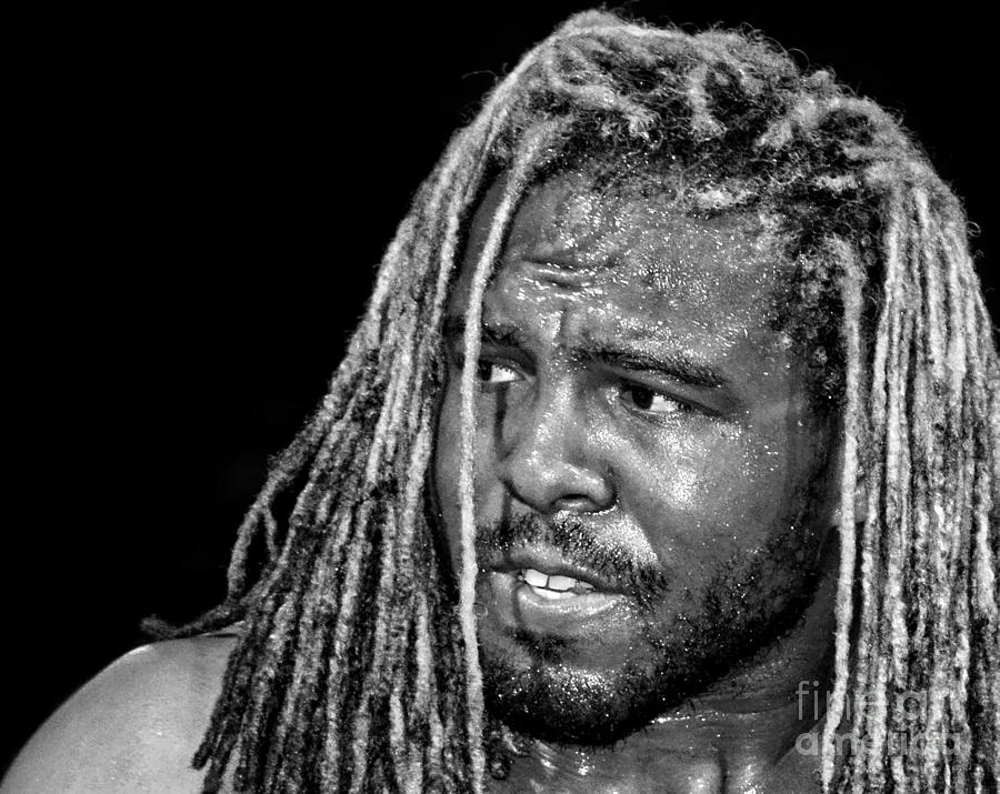 Portrait of Professional Wrestler Flyin Lion Marcus Lewis black and white version Photograph by Jim Fitzpatrick