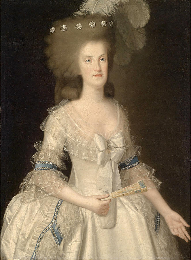 Portrait of Queen Maria Carolina of Austria Painting by Agustin Esteve