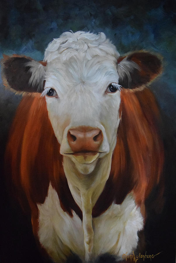 Portrait of Sally The Cow Painting by Cheri Wollenberg