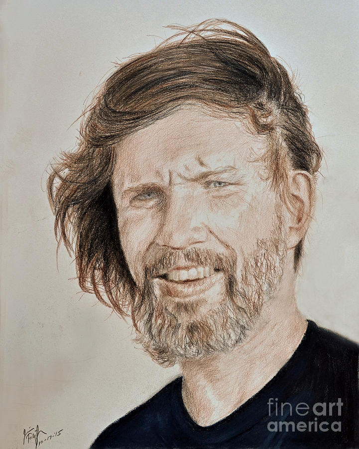 Portrait of Singer, Songwriter, Musician and Actor Kris Kristofferson Drawing by Jim Fitzpatrick