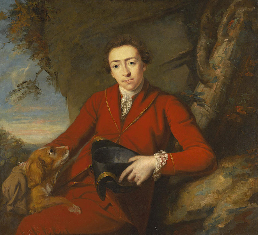  Portrait of Sir John Lade 2nd Bt. with his Dog Painting by Joshua Reynolds