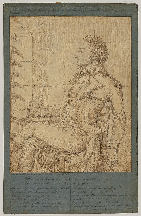 Portrait of Sir Sidney Smith in the Temple Prison Drawing by Philippe-Auguste Hennequin