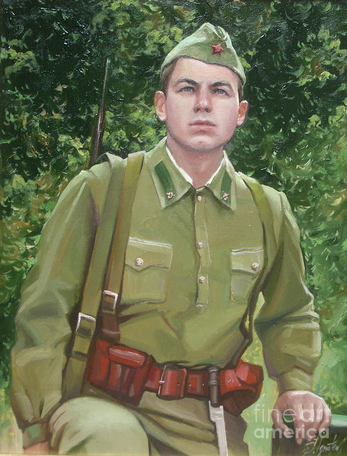Portrait of soldier Painting by Sergey Ignatenko