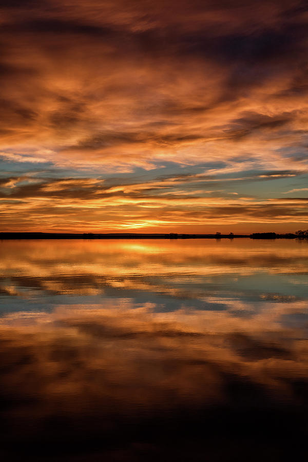 Portrait Of Sunrise Reflections On The Great Plains Photograph By Tony ...