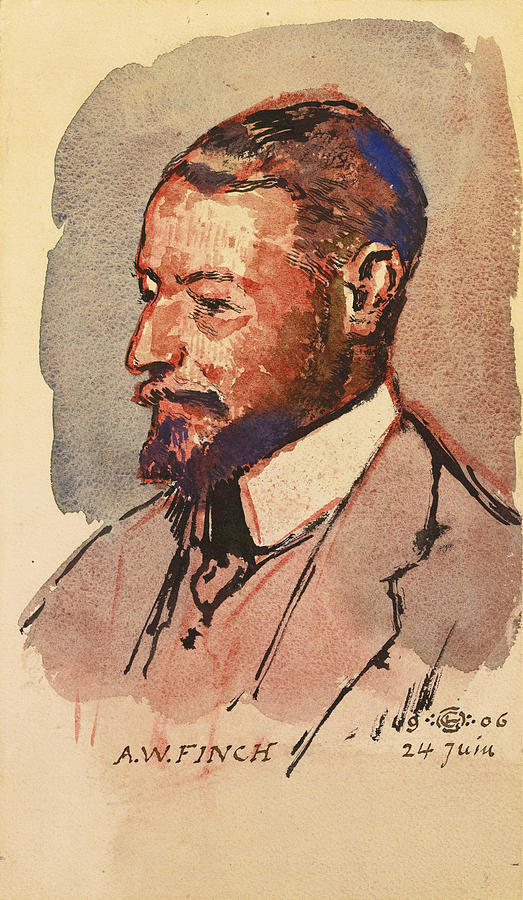 Portrait of the artist Alfred William Finch Drawing by Georges Lemmen