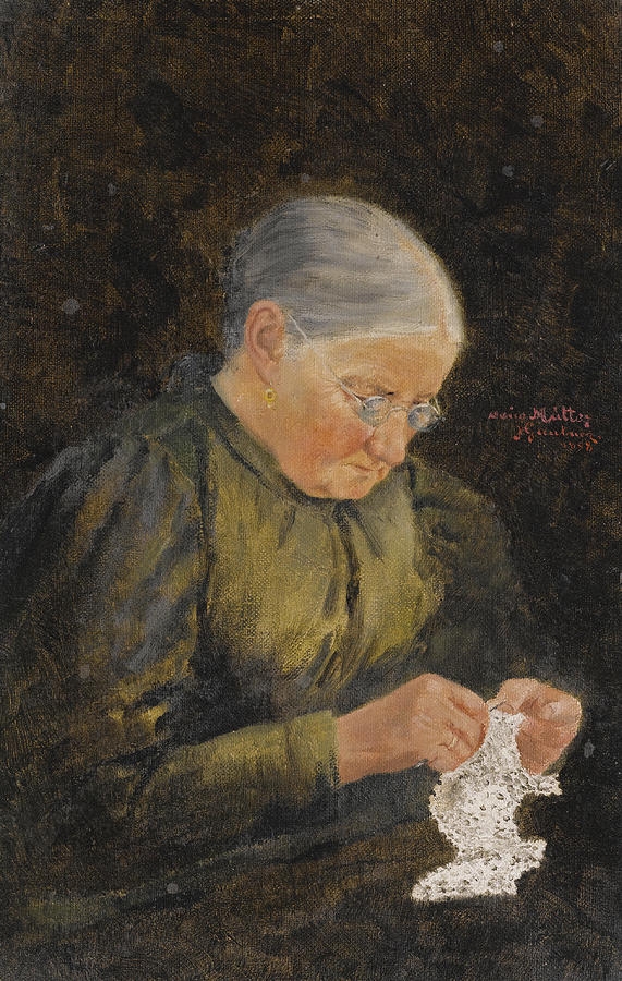 Portrait of the Artists Mother Painting by Hans Gantner