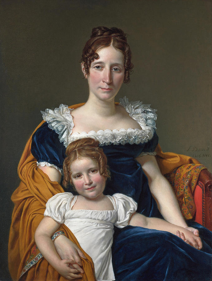 Jacques-louis David Painting - Portrait of the Comtesse Vilain XIIII and her Daughter by Jacques-Louis David