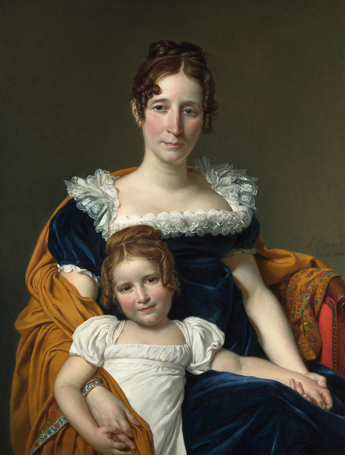 Portrait of the Countess Vilain XIIII and Her Daughter Louise Painting by Jacques-Louis David