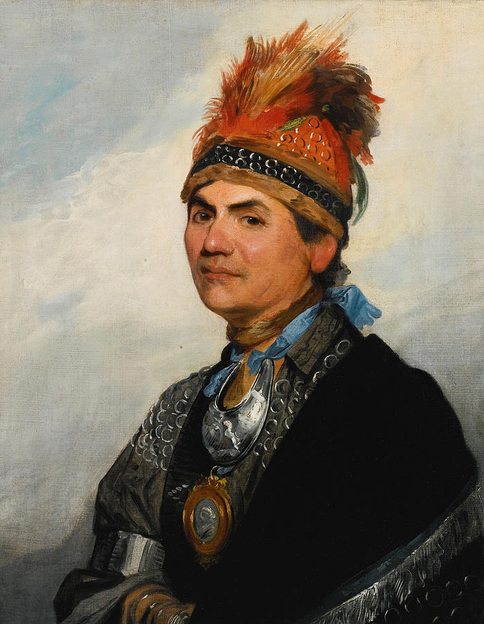 Portrait of the Mohawk Chieftain Thayendanegea known as Joseph Bran Painting by Gilbert Stuart