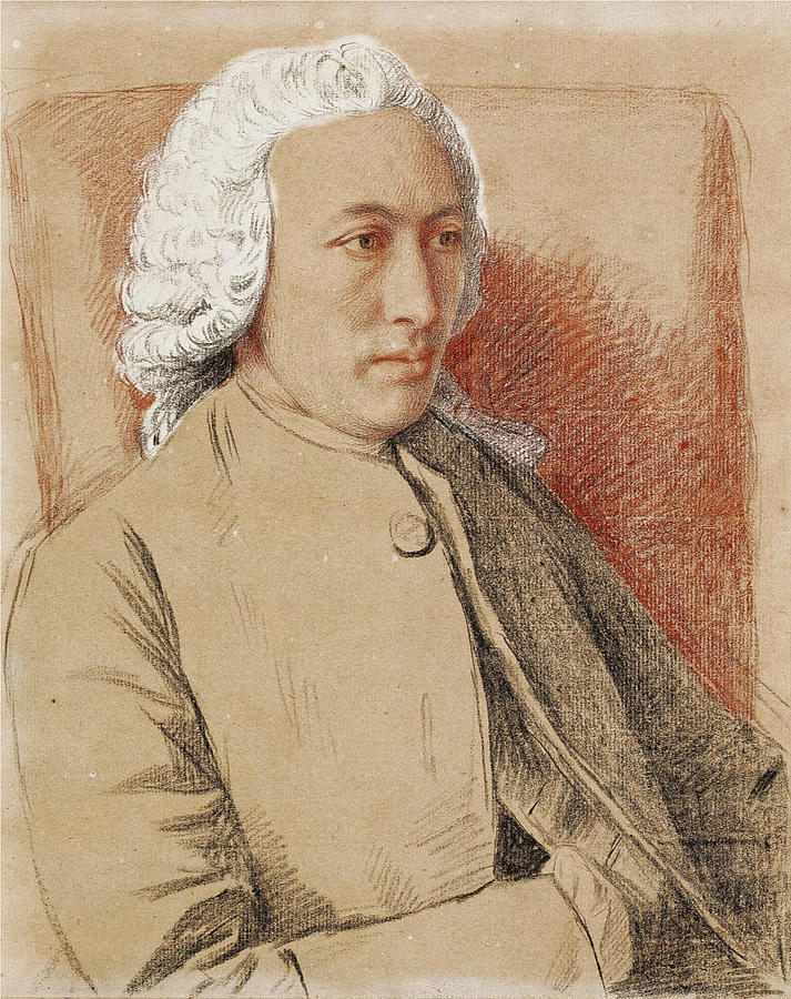 Portrait of the Philosopher and Naturalist Charles Bonnet Drawing by Jean-Etienne Liotard