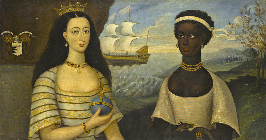 Portrait of the Princess of Zanzibar with an African Attendant Painting by Walter Frier