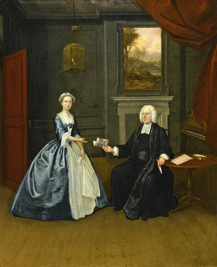 Portrait of the Reverend Thomas DOyly with His Wife Henrietta Maria Full-Length in an Interior Painting by Arthur Devis