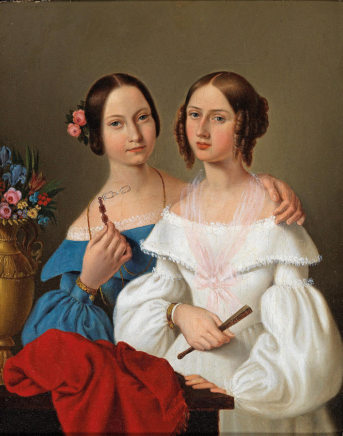 Portrait of the Sisters Auguste and Caroline von Luschin  Painting by Attributed to Giovanni Schiavoni