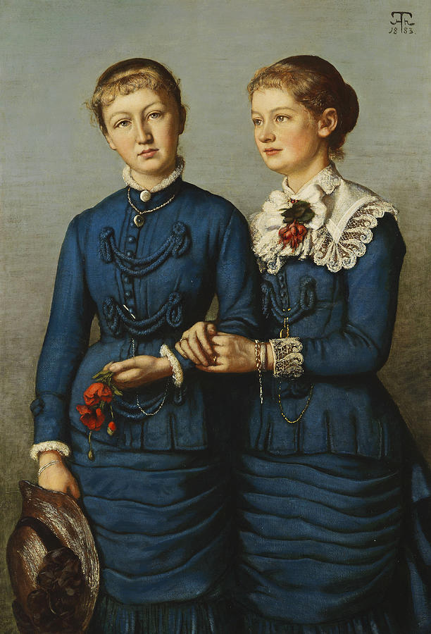 Hans Thoma Painting - Portrait of the two daughters of the Haag family by Hans Thoma