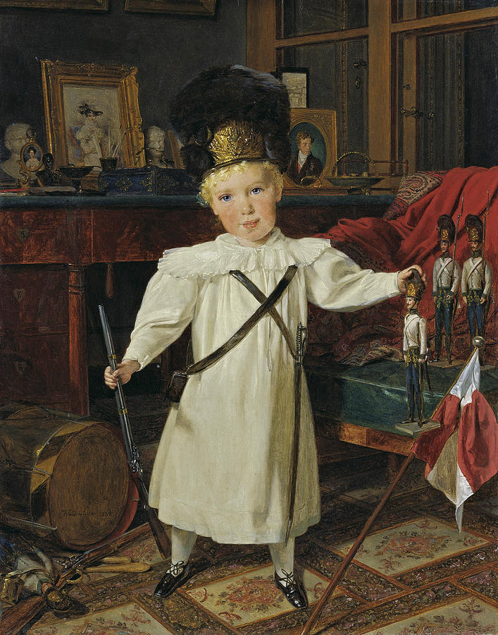 Portrait of the two year old Franz Josef later Emperor of Austria Painting by Ferdinand Georg Waldmueller