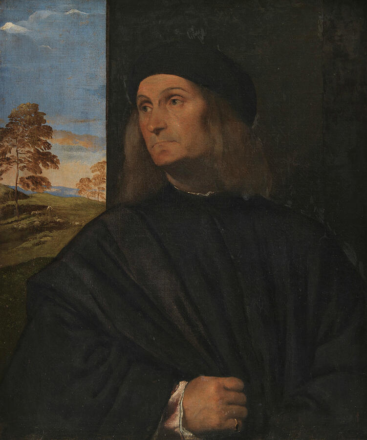 Portrait of the Venetian Painter Giovanni Bellini, from 1511-1512 Painting by Titian
