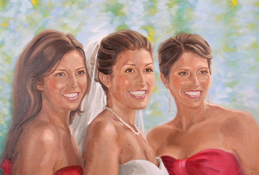 Portrait of Three Sisters Painting by Gary M Long
