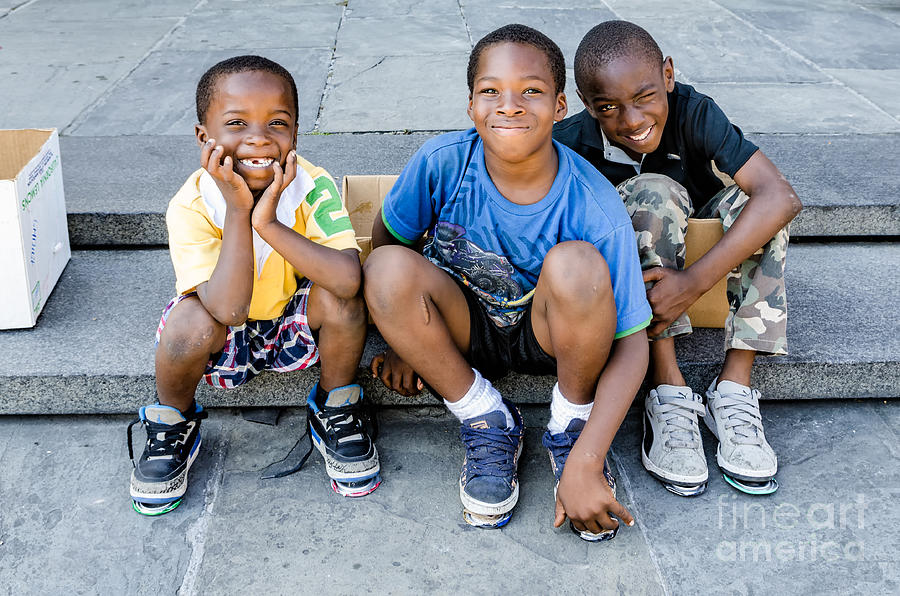 New Orleans Photograph - Portrait of Three Tap Dancing Boys-NOLA by Kathleen K Parker